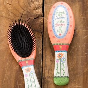 Friends handpainted wood brush